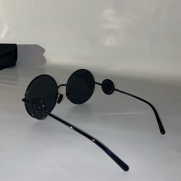 DOLCE & GABBANA Round Metal Sunglasses with DG Detail Brilliant Black NIB - Picture 7 of 13